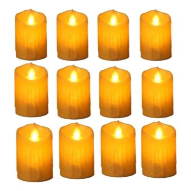 Imagem de 12 Velas Eletronica De Led Decorativa Amarelas + Bateria