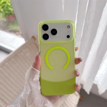 Imagem de SFDSUH Capa transparente fosca para iPhone 16 Pro Max com detalhes fluorescentes (para iPhone 16 Pro Max/Verde)