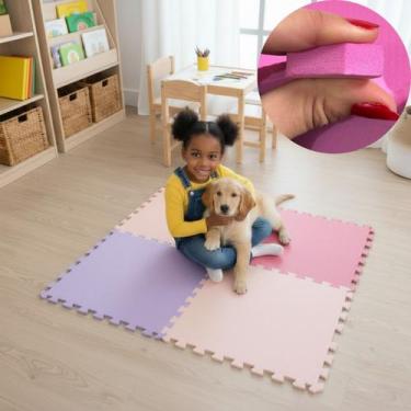 Imagem de Kit 6 Tapetes de EVA Infantil 50x50cm 10mm Bordas Área 1,5m² Antiderra
