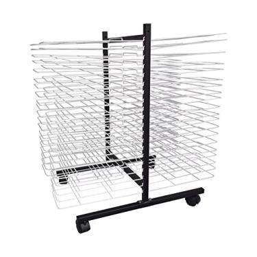 Imagem de Estante de secagem de arte de metal dupla face para pinturas e impressões - Exibição de armazenamento de arte A3 com prateleiras de arame, ideal para salas de aula e estúdios de arte, organizador de