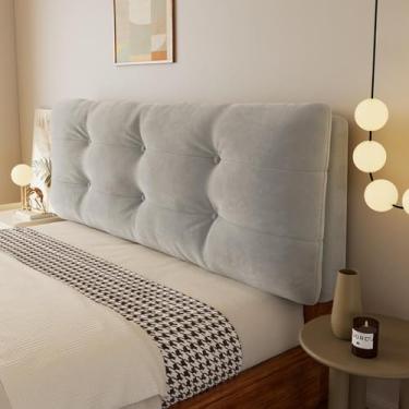 Imagem de Capa de cabeceira lisa universal, capa de cabeceira de cama para cama queen king, proteção contra desgaste, para reforma de quarto, dormitório e decoração de casa de aluguel - cinza claro|||120 cm
