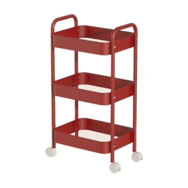 Imagem de Carrinho de rodinhas de metal de 3 camadas com rodas - Organizador de armazenamento multicamadas para cozinha, sala de estar, banheiro, escritório e varanda - Montagem fácil e armazenamento aberto