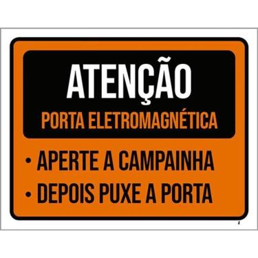 Imagem de Kit 3 Placas Atenção Porta Eletromagnética 36X46