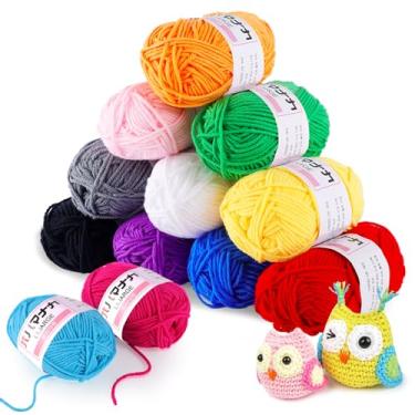 Imagem de Fio de crochê 12 cores x 25 g de lã acrílica para crochê e tricô, perfeito para iniciantes e artesanato