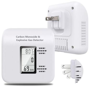 Imagem de Detector de vazamento de gás natural atualizado 4 em 1 e detectores de monóxido de carbono, detectores de monóxido de carbono conectados com monitor de temperatura e umidade, alarme de metano e