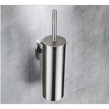 Imagem de Suporte de escova de vaso sanitário com escova de aço inoxidável conjunto de suporte de escova de limpeza de banheiro organizador de prateleira de banheiro (cor: preto) (níquel)