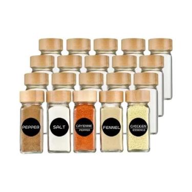 Imagem de Pote De Vidro Quadrado De 40oz Para Temperos Com Tampa De Madeira De A