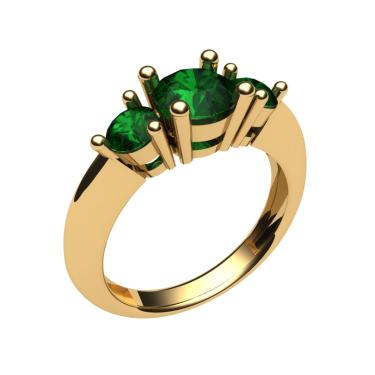 Imagem de Anel Ouro Feminino  esmeraldas 18k