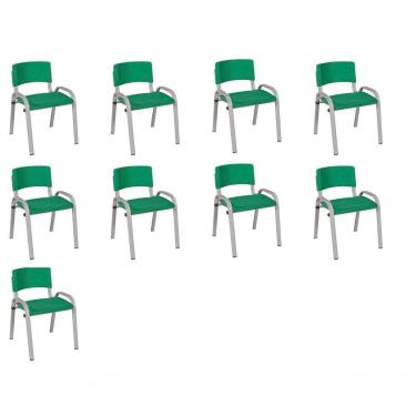 Imagem de Kit 9 Cadeira Iso Infantil Creche, Escola Base Cinza Verde Escuro