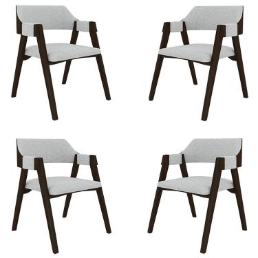 Imagem de Kit 4 Cadeiras Sala De Jantar E Jogos Carteados Madeira Maciça Poker Linho Cinza-capuccino G42 - Gran Belo