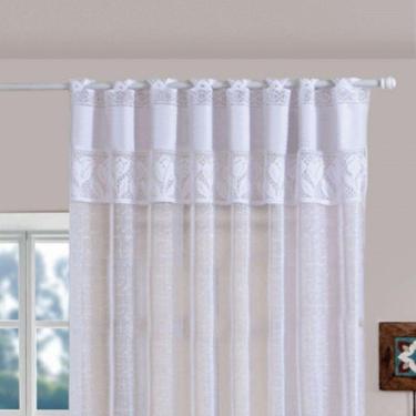 Imagem de Cortina De Cozinha Bella Janela Renda Com Bandô 2,20m X 1,25m 100% Poliéster - Branca