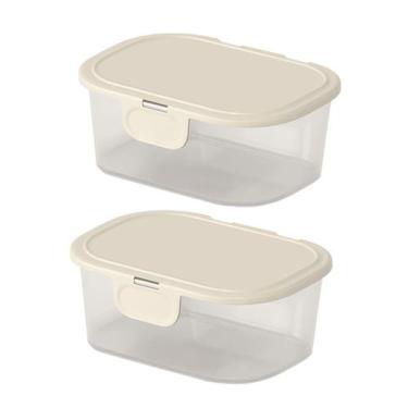 Imagem de Conj 2 Potes Plástico Multiuso Tampa Fixa 350ml Porta Mantimentos Reta