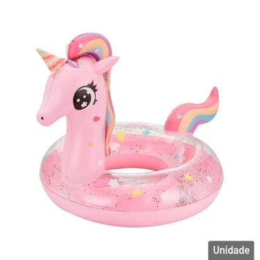 Imagem de Boia Circular Inflável 63cm Unicórnio com Glitter - Tudo em Caixa