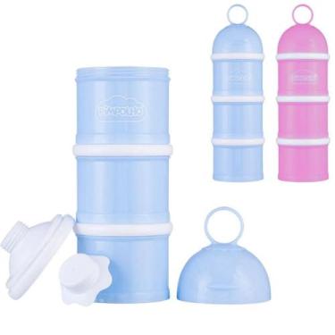 Imagem de Porta leite em pó bebê infantil dosador com 3 divisórias individuais a