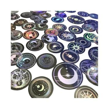 Imagem de Adesivos PET Com Glitter Dourado, 70 Peças, Etiquetas Transparentes À 