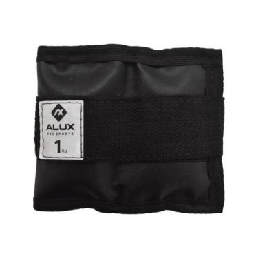 Imagem de Par Caneleira Tornozeleira Emborrachada Alux Preto 1kg