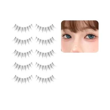 Imagem de Cílios Postiços Realistas Para Mulheres, Estilo Manga, 5 Pares, Fibra 