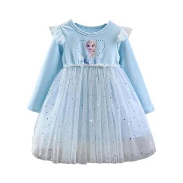 Imagem de Vestido De Princesa Elsa Para Meninas, Manga Longa, Primavera E Outono