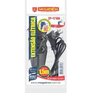 Imagem de Extensão Tripla 90° 1,5M 10A 2P+T Megatron Preto
