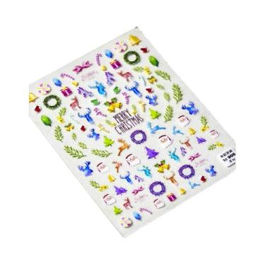 Imagem de Adesivos De Unha De Natal Com Floco De Neve Rosa, Decalques De Unha 5D