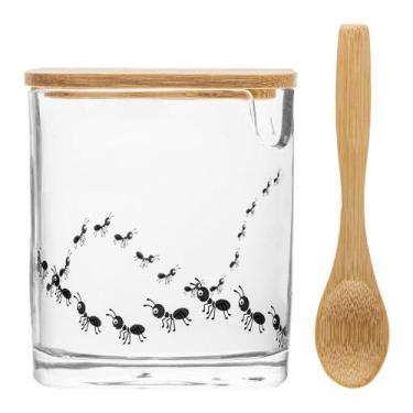 Imagem de Açucareiro Tampa e Colher Bambu New Bug Lyor 8cmx9,5cm Vidro