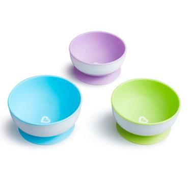 Imagem de Kit Bowl Infantil com Ventosa 3 Cores Azul, Lilás e Verde - Munchkin