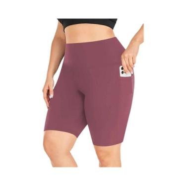 Imagem de Shorts De Yoga De Cintura Alta plus Size Para Mulheres, Leggings De Tr