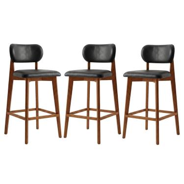 Imagem de Kit 2 Banquetas em Madeira Laura Estofada Couríssimo Preto CCS