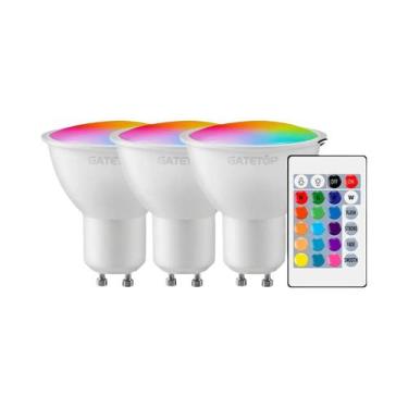 Imagem de Lâmpada LED RGB GU10 6W Dimmable Com Controle Remoto De 24 Teclas Colo