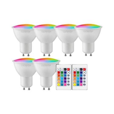 Imagem de Lâmpada LED RGB GU10 6W Dimmable Com Controle Remoto De 24 Teclas Colo
