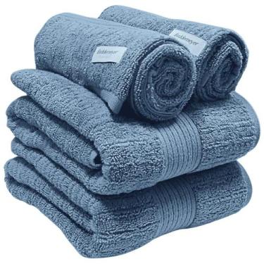 Imagem de Kit 4 Toalhas Buddemeyer Fio Penteado Canelado Azul  2 banho e 2 rosto