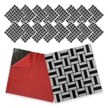 Imagem de Pastilha De Vidro Kit 16 Uni Adesiva Parede Cozinha Box Sala Decorativa Moderna Requintado Reforma Aplicacao Facil