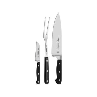 Imagem de Jogo de Facas Tramontina Inox Century - 3 Peças, Preto, 3, 8" e 3"