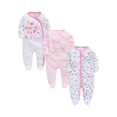 Imagem de Macacão De Bolinhas Para Bebês Meninas De 0 a 12 Meses, Conjunto De 3 