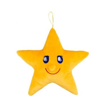 Imagem de Lua Amarela com Rosto de Pelúcia 41cm Decoração Quarto Infantil Crianç