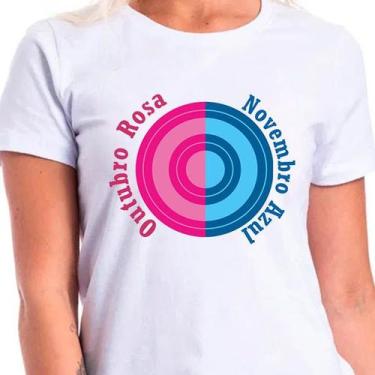 Imagem de 1 Camiseta Outubro Rosa Novembro Azul campanha contra o câncer - W3art
