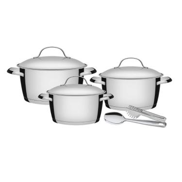 Imagem de Jogo De Panelas Aço Inox Allegra 3 Peças Colher E Pegador Tramontina