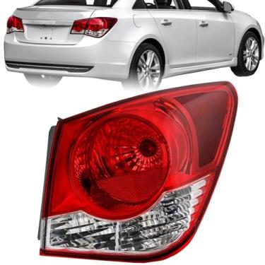 Imagem de Julypanda Luz traseira de para-choque traseiro adequada para Chevy Cruze 2011-2015 substituição luzes de freio externas lente vermelha lâmpada de freio direita com lâmpada e fiação