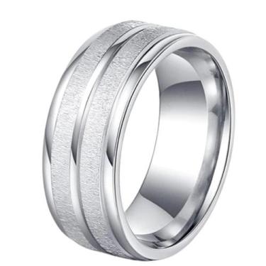 Imagem de Aliança Namoro Prata 6mm Brilho Risco Fosco Compromisso - Alpha Grupo 