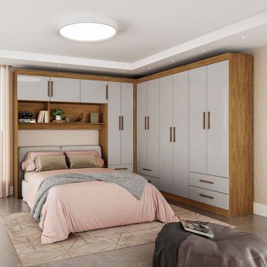 Imagem de Guarda-Roupa Casal Modulado Eleganza 11 Portas 6 Gavetas Cinamomo/Off White - Pnr Móveis