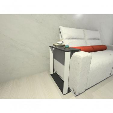 Imagem de Mesa Lateral para Sofá Estilo Industrial Retangular MDF 100% MDF 60CM Branco Preto