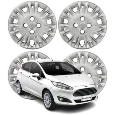 Imagem de Jogo Calota Aro 14 Ford New Fiesta 2014-2017 Cubo Baixo Prata - Grid C