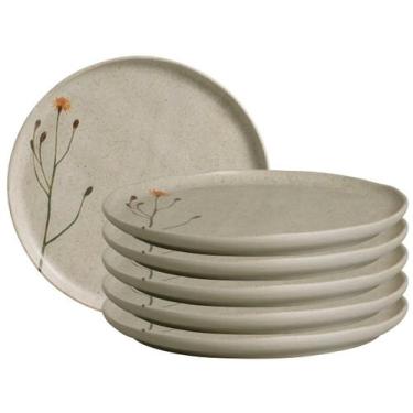 Imagem de Conjunto Porto Brasil com 6 Pratos Raso Bio Campestre, Cinza, 6