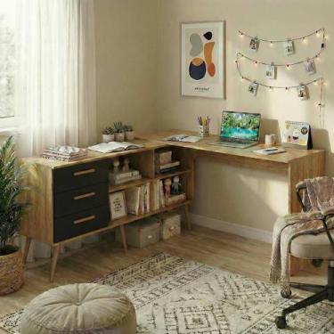 Imagem de Escrivaninha de Estudos em L com 3 Gavetas Porto Multimóveis MP6045, M