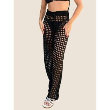 Imagem de Calça Saída de Praia Feminina Tricot Flare Premium Piscina Moda Verao-Feminino