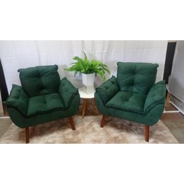 Imagem de Kit com 04 poltronas opala suede verde - pandora decor - CASA DA POLTR