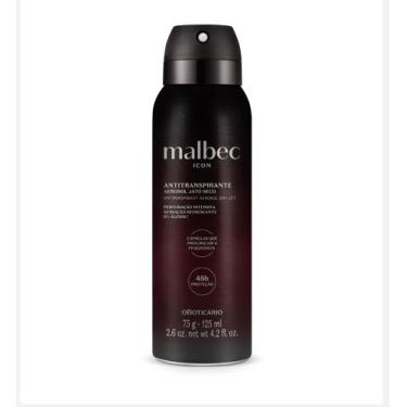 Imagem de antitranspirante aerosol jato seco, Malbec Icon 125 ml 48h proteção. -