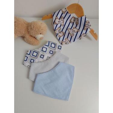 Imagem de Babador bandana atoalhado / kit com 4 em tons de azul - Pititibaby 
