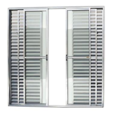 Imagem de Porta de Alumínio Balcão 210x200cm 6 Folhas com Vidro Liso Anodizado B