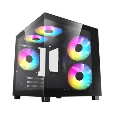 Imagem de Gabinete Gamer Liketec Makan MATX Dark Aquário 5 Fans ARGB Vidro Tempe